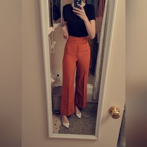 Vintage Orange Cuffed Wide Leg Pants